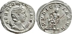 Roman Imperial Coins HERENNIA ETRUSCILLA (Augusta, 249-251). Antoninianus. Rome. Obv: HER ETRVSCILLA AVG. Diademed and draped bust right, set on crescent. Rev: PVDICITIA AVG. Pudicitia seated left, dr