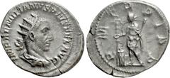 Roman Imperial Coins AEMILIAN (253). Antoninianus. Rome. Obv: IMP AEMILIANVS PIVS FEL AVG . Radiate, draped and cuirassed bust right. Rev: P M TR P I P P. Aemilian standing left, sacrificing over alta