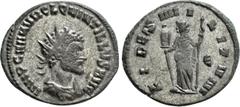 Roman Imperial Coins QUINTILLUS (270). Antoninianus. Rome. Obv: IMP C M AVR CL QVINTILLVS AVG. Radiate, draped and cuirassed bust right. Rev: FIDES MILITVM / Є. Fides standing to left, holding vexillu