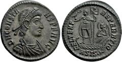 Roman Imperial Coins CONSTANS (337-350). Follis. Siscia. Obv: D N CONSTANS P F AVG. Diademed, draped and cuirassed bust right. Rev: FEL TEMP REPARATIO / A SIS (symbol). Constans standing left in galle