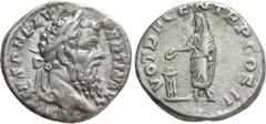 Roman Imperial Coins PERTINAX (193). Denarius. Rome. Obv: IMP CAES P HELV PERTIN AVG. Laureate head right. Rev: VOT DECEN TR P COS II. Pertinax standing left, sacrificing out of patera over lighted al