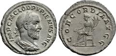 Roman Imperial Coins PUPIENUS (238). Denarius. Rome. Obv: IMP C M CLOD PVPIENVS AVG. Laureate, draped and cuirassed bust right. Rev: CONCORDIA AVGG. Concordia seated left on throne, holding patera and