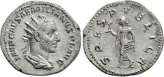 Roman Imperial Coins AEMILIAN (253). Antoninianus. Rome. Obv: IMP CAES AEMILIANVS P F AVG. Radiate, draped and cuirassed bust right. Rev: SPES PVBLICA. Spes advancing left, holding flower and raising 