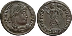 Roman Imperial Coins VALENTINIAN I (364-375). Ae. Siscia. Obv: D N VALENTINIANVS P F AVG. Diademed, draped and cuirassed bust right. Rev: SECVRITAS REI PVBLICAE / •ΔSISC. Victory advancing left, holdi