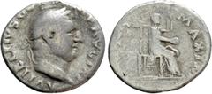 Roman Imperial Coins VITELLIUS (69). Denarius. Rome. Obv: A VITELLIVS GERM IMP AVG TR P. Laureate head right. Rev: PONT MAXIM. Vesta, veiled, seated right on throne, holding patera and sceptre. RIC² 1