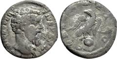 Roman Imperial Coins DIVUS PERTINAX (Died 193). Denarius. Rome. Struck under Septimius Severus. Obv: DIVVS PERT PIVS PATER. Bare head right. Rev: CONSECRATIO. Eagle standing facing on globe, head turn