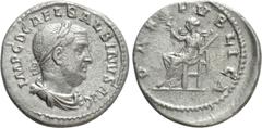 Roman Imperial Coins BALBINUS (238). Denarius. Rome. Obv: IMP C D CAE L BALBINVS AVG. Laureate, draped and cuirassed bust right. Rev: PAX PVBLICA. Pax seated left on throne, holding branch and sceptre