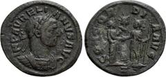 Roman Imperial Coins AURELIAN (270-275). As. Rome. Obv: IMP AVRELIANVS AVG. Laureate and cuirassed bust right. Rev: CONCORDIA AVG / Z. Severina and Aurelian, holding sceptre, standing facing one anoth
