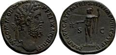 Roman Imperial Coins COMMODUS (177-192). Sestertius. Rome. Obv: M COMMODVS ANT P FELIX AVG BRIT. Laureate head right. Rev: MART PACAT P M TR P XIIII IMP VIII COS V P P / S - C. Mars standing left, hol