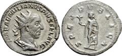 Roman Imperial Coins AEMILIAN (253). Antoninianus. Rome. Obv: IMP AEMILIANVS PIVS FEL AVG. Radiate, draped and cuirassed bust right. Rev: SPES PVBLICA. Spes advancing left, holding flower and raising 
