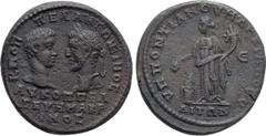 Roman Provincial Coins MOESIA INFERIOR. Marcianopolis. Macrinus with Diadumenian (217-218). Ae Pentassarion. Pontianus, legatus consularis. Obv: AV K OΠΠEΛ CEVΗ MAKPINOC K M OΠΠEΛ ANTΩNEINOC. Bare hea