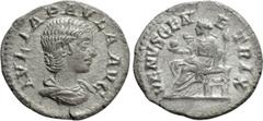 Roman Imperial Coins JULIA PAULA (Augusta, 219-220). Denarius. Rome. Obv: IVLIA PAVLA AVG. Draped bust right. Rev: VENVS GENETRIX. Venus seated left on throne, holding apple and sceptre. RIC 222 (Elag