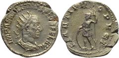 Roman Imperial Coins AEMILIAN (253). Antoninianus. Rome. Obv: IMP AEMILIANVS PIVS FEL AVG. Radiate, draped and cuirassed bust right. Rev: MARTI PROPVG T. Mars standing left, holding spear and resting 