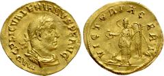Roman Imperial Coins VALERIAN I (253-260). GOLD Aureus. Rome. Obv: IMP C P LIC VALERIANVS P F AVG . Laureate, draped and cuirassed bust right. Rev: VICTORIA GERM . Victory standing left, holding wreat