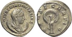 Roman Imperial Coins DIVA MARINIANA (Died before 253). Antoninianus. Rome. Obv: DIVAE MARINIANAE. Veiled, diademed and draped bust right, set on crescent. Rev: CONSECRATIO. Peacock standing facing, he