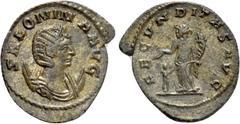 Roman Imperial Coins SALONINA (Augusta, 254-268). Antoninianus. Mediolanum. Obv: SALONINA AVG. Diademed and draped bust right, set on crescent. Rev: FECVNDITAS AVG. Fecunditas standing left, holding c