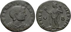 Roman Imperial Coins GALERIA VALERIA (Augusta, 293-311). Follis. Siscia. Obv: GAL VALERIA AVG. Draped bust right, wearing stephane. Rev: VENERI VICTRICI / SIS. Venus standing left, holding apple and l