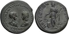 Roman Provincial Coins MOESIA INFERIOR. Tomis. Gordian III with Tranquillina (238-244). Ae Tetrassarion. Obv: AVT K M ANT ΓOPΔIANOC AVΓ CЄ / TPANKVΛΛЄINA. Draped busts of Gordian, laureate and cuirass