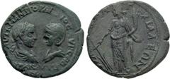 Roman Provincial Coins THRACE. Anchialus. Gordian III, with Tranquillina (238-244). Ae. Obv: AVT K M ANT ΓOPΔIANOC AVΓ CAB / TPANKVΛΛINA. Draped busts of Gordian, laureate and cuirassed, and Tranquill