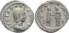 Roman Imperial Coins JULIA PAULA (Augusta, 219-220). Denarius. Rome. Obv: IVLIA PAVLA AVG. Draped bust right. Rev: CONCORDIA. Elagabalus and Julia Paula standing facing one another, clasping hands. RI
