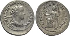 Roman Imperial Coins HOSTILIAN (251). Antoninianus. Antioch. Obv: C OVAL OSTIL MES COVINTVS AVG. Radiate, draped and cuirassed bust right. Rev: ROMAE AETERNAE AVG. Roma seated left on shield, holding 