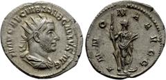 Roman Imperial Coins TREBONIANUS GALLUS (251-253). Antoninianus. Rome. Obv: IMP CAE C VIB TREB GALLVS AVG. Radiate, draped and cuirassed bust right. Rev: ANNONA AVGG. Annona standing right, foot on pr