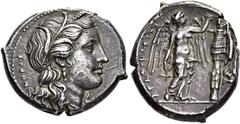 GRIECHEN SIZILIEN. SYRAKUS. Agathokles, 317 - 289 v. Chr. Tetradrachme ø 24mm (16,85g). 304 - 289 v. Chr. Vs.: Persephonekopf n. r. Rs.: ΑΓΑΘΟΚΛΕΙΟΣ, Nike n. r. errichtet Tropaion, l. Triskeles. SNG A