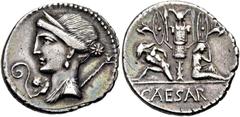 RÖMER RÖMISCHE REPUBLIK NACH 211 V. CHR. C. Iulius Caesar, 46 - 45 v. Chr. Denar ø 20mm (3,83g). Mzst. in Hispania ulterior. Vs.: Drapierte Büste der Venus mit Diadem u. Stern im Haar, auf der l. Schu