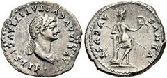 RÖMER RÖMISCHE KAISERZEIT. Iulia Titi, 79 - 89 n. Chr. Denar ø 20mm (3,34g). 80 - 81 n. Chr. Mzst. Rom. Vs.: IVLIA AVGVSTA TITI AVGVSTI F, drapierte Büste mit Diadem n. r. Rs.: VENVS AVGVST, Venus leh