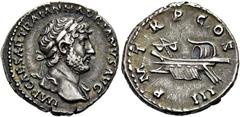 RÖMER RÖMISCHE KAISERZEIT. Hadrian, 117 - 138 n. Chr. Denar ø 18mm (3,40g). 119 - 123 n.Chr. Mzst. Rom. Vs.: IMP CAESAR TRAIAN HADRIANVS AVG, Büste mit Lorbeerkranz u. Gewand auf l. Schulter n.r. Rs.: