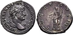 RÖMER RÖMISCHE KAISERZEIT. Hadrian, 117 - 138 n. Chr. Denar ø 19mm (3,20g). 119 - 123 n. Chr. Mzst. Rom. Vs.: IMP CAESAR TRAIAN HA-DRIANVS AVG, Kopf mit Lorbeerkranz u. Gewand auf l. Schulter n. r. Rs