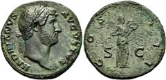 RÖMER RÖMISCHE KAISERZEIT. Hadrian, 117 - 138 n. Chr. AE As ø 27mm (9,22g). 124 - 127 n. Chr. Mzst. Rom. Vs.: HADRIANVS AVGVSTVS, Panzerbüste mit Lorbeerkranz n.r. Rs.: COS III / S - C, Salus steht n.