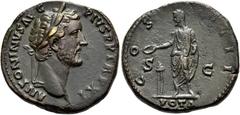 RÖMER RÖMISCHE KAISERZEIT. Antoninus Pius, 138 - 161 n. Chr. AE Sesterz ø 33mm (25,27g). 147 - 148 n.Chr. Mzst. Rom. Vs.: ANTONINVS AVG PIVS P P TR P XI, Kopf mit Lorbeerkranz n. r. Rs.: COS IIII / S 