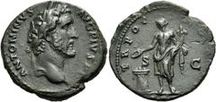 RÖMER RÖMISCHE KAISERZEIT. Antoninus Pius, 138 - 161 n. Chr. AE As ø 27mm (9,69g). 139 n.Chr. Mzst. Rom. Vs.: ANTONINVS AVG PIVS PP, Kopf mit Lorbeerkranz n. r. Rs.: TR POT COS II / S - C, Genius steh