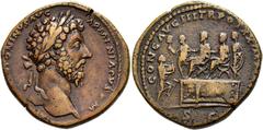 RÖMER RÖMISCHE KAISERZEIT. Marcus Aurelius, 161 - 180 n. Chr. AE Sesterz ø 33mm (22,39g). 166 n. Chr. Mzst. Rom. Vs.: M AVREL ANTONINVS AVG ARMENIACVS P M, Kopf mit Lorbeerkranz n.r. Rs.: CONG AVG III