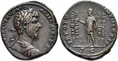 RÖMER RÖMISCHE KAISERZEIT. Lucius Verus, 161 - 169 n. Chr. AE Sesterz ø 31mm (24,10g). 165 n. Chr. Mzst. Rom. Vs.: L AVREL VERVS AVG ARMENIACVS, Panzerbüste mit Lorbeerkranz n. r. Rs.: TR POT V IMP II