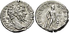 RÖMER RÖMISCHE KAISERZEIT. Septimius Severus, 193 - 211 n. Chr. Denar ø 18mm (3,38g). 196/7 n. Chr. Mzst. Rom. Vs.: L SEPT SEV PERT AVG IMP VIIII, Kopf mit Lorbeerkranz n. r. Rs.: HERCVLI DEFENS, Herk