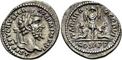 RÖMER RÖMISCHE KAISERZEIT. Septimius Severus, 193 - 211 n. Chr. Denar ø 20mm (2,94g). 198 n. Chr. Mzst. Laodiceia ad mare. Vs.: L SEP SEVERVS PER AVG P M IMP XI, Kopf mit Lorbeerkranz n. r. Rs.: PAR A