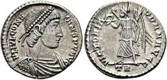 RÖMER RÖMISCHE KAISERZEIT. Constans I., 337 - 350 n. Chr. Siliqua ø 20mm (3,55g). 347 - 348 n. Chr. Mzst. Treveris. Vs.: FL IVL CONS-TANS P F AVG, drapierte Panzerbüste mit Perlendiadem n. r. Rs.: VIC