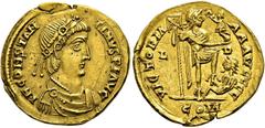 RÖMER RÖMISCHE KAISERZEIT. Constantin III., 407 - 411 n. Chr. Solidus ø 21mm (4,43g). 407 - 411 n. Chr. Mzst. Lugdunum. Vs.: D N CONSTAN-TINVS PF AVG, drapierte Panzerbüste mit Lorbeer-Rosettendiadem 