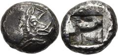 GRIECHEN LYKIEN. UNBESTIMMTER DYNAST Stater ø 10mm (9,18g). ca. 520 - 480 v. Chr. Mzst. unbestimmt. Vs.: Eberprotome r. Rs.: Unregelmäßig strukturiertes Incusum. Traité ; SNG Aul. 8459 (stgl.); SNG Co