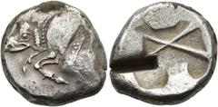 GRIECHEN LYKIEN. UNBESTIMMTER DYNAST Stater ø 19mm (9,06g). ca. 520 - 470 v. Chr. Vs.: Vorderteil eines Ebers mit aufgestelltem Kamm n. l. Rs.: Quadratum incusum mit großem X im Zentrum, an zwei Seite