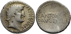 RÖMER RÖMISCHE REPUBLIK. RÖMISCHE REPUBLIK NACH 211 V. CHR Marcus Antonius, 33 v. Chr. Denar ø 19mm (3,59g). Mzst. Antiochia? Vs.: ANTON AVG IMP III COS DES III IIIVIR RPC, Kopf des Marc Anton n. r. R