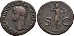 RÖMER RÖMISCHE KAISERZEIT. Claudius, 41 - 54 n. Chr. AE As ø 28mm (10,31g). 42 - 43 n. Chr. Mzst. Rom. Vs.: TI CLAVDIVS CAESAR AVG P M TR P IMP P P, Kopf n. l. Rs.: S - C, Minerva mit Lanze u. Schild 