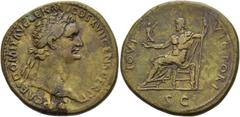 RÖMER RÖMISCHE KAISERZEIT. Domitian, 81 - 96 n. Chr. AE Sesterz ø 34mm (27,15g). 95 - 96 n. Chr. Mzst. Rom. Vs.: IMP CAES DOMIT AVG GERM COS XVII CENS PER P P, Kopf mit Lorbeerkranz n. r. Rs.: IOVI VI