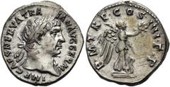 RÖMER RÖMISCHE KAISERZEIT. Trajan, 98 - 117 n. Chr. Denar ø 19mm (3,29g). 102 n. Chr. Mzst. Rom. Vs.: IMP CAES NERVA TRAIAN AVG GERM, Kopf mit Lorbeerkranz u. Gewand auf l. Schulter n. r. Rs.: P M TR 