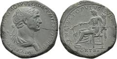 RÖMER RÖMISCHE KAISERZEIT. Trajan, 98 - 117 n. Chr. AE Sesterz ø 33mm (22,01g). ca. 104/105 - 107 n. Chr. Mzst. Rom. Vs.: IMP CAES TRAIANO OPTIMO AVG GER DAC P M TR P COS VI P P, drapierte Büste mit L