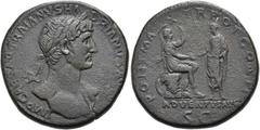 RÖMER RÖMISCHE KAISERZEIT. Hadrian, 117 - 138 n. Chr. AE Sesterz ø 32mm (26,74g). 118 n. Chr. Mzst. Rom. Vs.: IMP CAESAR TRAIANVS HADRIANVS AVG, Büste mit Lorbeerkranz u. Gewand auf l. Schulter n. r. 