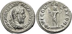 RÖMER RÖMISCHE KAISERZEIT. Macrinus, 217 - 218 n. Chr. Denar ø 20mm (3,33g). Mzst. Rom. Vs.: IMP C M OPEL SEV MACRINVS AVG, drapierte Panzerbüste mit Lorbeerkranz n. r. Rs.: IOVI CONSER-VATORI, Jupite