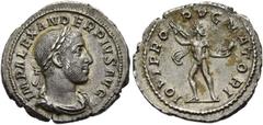 RÖMER RÖMISCHE KAISERZEIT. Severus Alexander, 222 - 235 n. Chr. Denar ø 21mm (2,90g). 232 n. Chr. Mzst. Rom. Vs.: IMP ALEXANDER PIVS AVG, drapierte Panzerbüste mit Lorbeerkranz n. r. Rs.: IOVI PRO-PVG